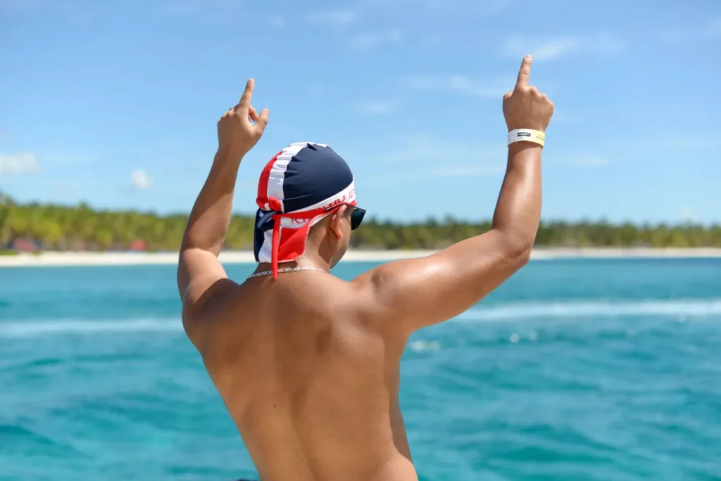 Puerto Rican boater enjoying turquoise Caribbean waters