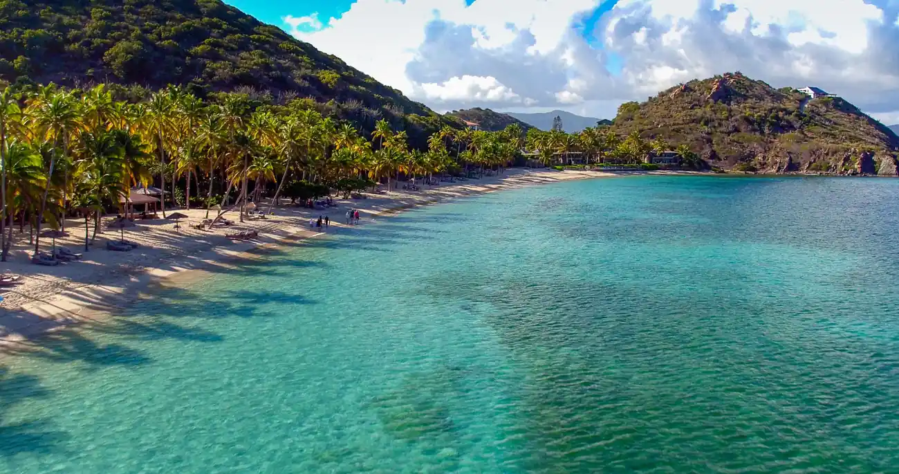 Aerial view of Deadman's Bay at Peter Island in the British Virgin Islands